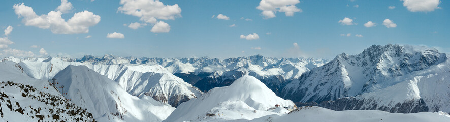 Silvretta Alps winter view (Austria). Panorama.