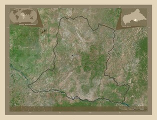 Basse-Kotto, Central African Republic. High-res satellite. Labelled points of cities
