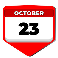 23 October vector icon calendar day. 23 date of October. Twenty third day of October. 23th date number. 23 day calendar. Twenty three date. Flag of Ukraine, Black Ribbon Day