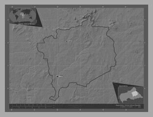 Haute-Kotto, Central African Republic. Bilevel. Labelled points of cities