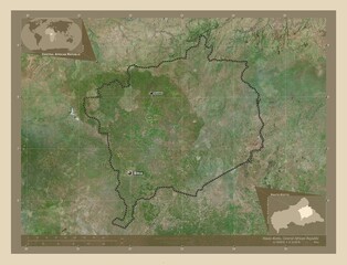 Haute-Kotto, Central African Republic. High-res satellite. Labelled points of cities
