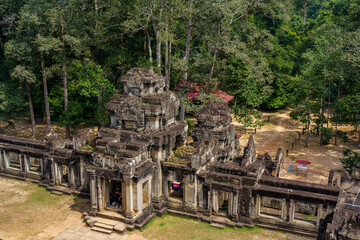 Cambodia. Siem Reap. The archaeological park of Angkor. An aerial view of Ta Keo Hindu temple