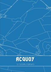 Blueprint of the map of Acquoy located in Gelderland the Netherlands.