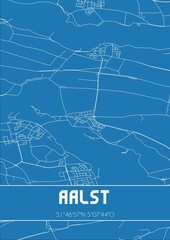 Blueprint of the map of Aalst located in Gelderland the Netherlands.