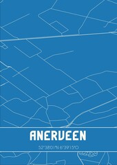 Blueprint of the map of Anerveen located in Overijssel the Netherlands.