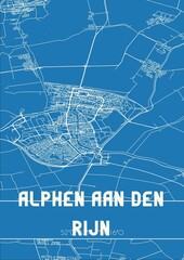 Fototapeta premium Blueprint of the map of Alphen aan den Rijn located in Zuid-Holland the Netherlands.