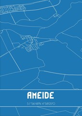 Blueprint of the map of Ameide located in Utrecht the Netherlands.