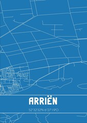 Blueprint of the map of Arriën located in Overijssel the Netherlands.