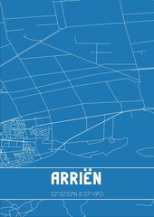 Blueprint of the map of Arri&euml;n located in Overijssel the Netherlands.