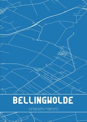 Blueprint of the map of Bellingwolde located in Groningen the Netherlands.