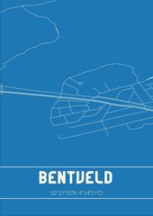 Blueprint of the map of Bentveld located in Noord-Holland the Netherlands.