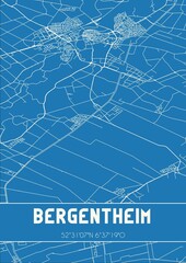 Blueprint of the map of Bergentheim located in Overijssel the Netherlands.