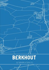 Blueprint of the map of Berkhout located in Noord-Holland the Netherlands.