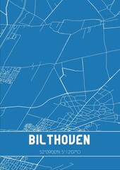 Fototapeta premium Blueprint of the map of Bilthoven located in Utrecht the Netherlands.