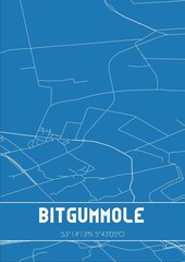 Fototapeta premium Blueprint of the map of Bitgummole located in Fryslan the Netherlands.
