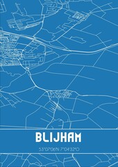 Blueprint of the map of Blijham located in Groningen the Netherlands.