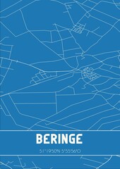 Blueprint of the map of Beringe located in Limburg the Netherlands.
