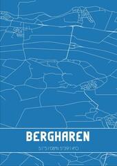 Blueprint of the map of Bergharen located in Gelderland the Netherlands.
