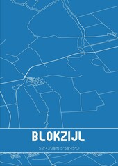 Blueprint of the map of Blokzijl located in Overijssel the Netherlands.