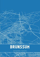 Blueprint of the map of Brunssum located in Limburg the Netherlands.