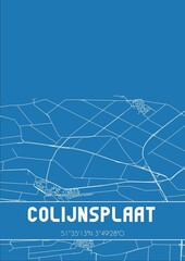Blueprint of the map of Colijnsplaat located in Zeeland the Netherlands.