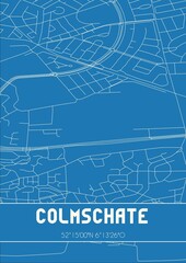 Blueprint of the map of Colmschate located in Overijssel the Netherlands.