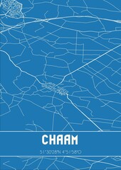Blueprint of the map of Chaam located in Noord-Brabant the Netherlands.