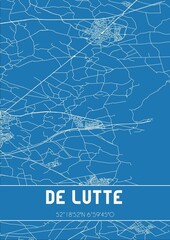 Blueprint of the map of de Lutte located in Overijssel the Netherlands.