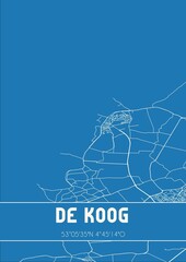 Blueprint of the map of De Koog located in Noord-Holland the Netherlands.