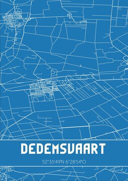 Blueprint of the map of Dedemsvaart located in Overijssel the Netherlands.