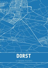 Blueprint of the map of Dorst located in Noord-Brabant the Netherlands.