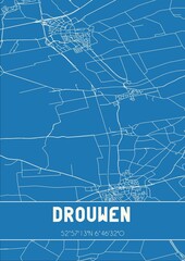 Blueprint of the map of Drouwen located in Drenthe the Netherlands.