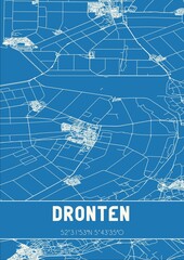 Fototapeta premium Blueprint of the map of Dronten located in Flevoland the Netherlands.