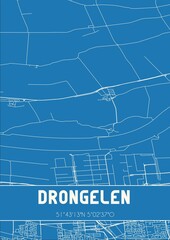 Blueprint of the map of Drongelen located in Noord-Brabant the Netherlands.