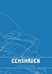 Blueprint of the map of Eemshaven located in Groningen the Netherlands.
