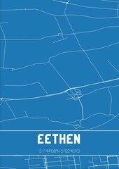 Blueprint of the map of Eethen located in Noord-Brabant the Netherlands.