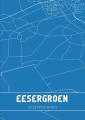 Blueprint of the map of Eesergroen located in Drenthe the Netherlands.