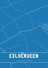 Blueprint of the map of Exloërveen located in Drenthe the Netherlands.