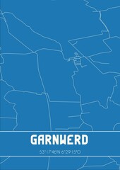 Blueprint of the map of Garnwerd located in Groningen the Netherlands.