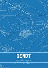 Fototapeta premium Blueprint of the map of Gendt located in Gelderland the Netherlands.