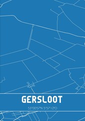 Blueprint of the map of Gersloot located in Fryslan the Netherlands.