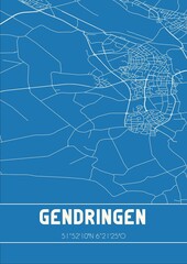 Blueprint of the map of Gendringen located in Gelderland the Netherlands.