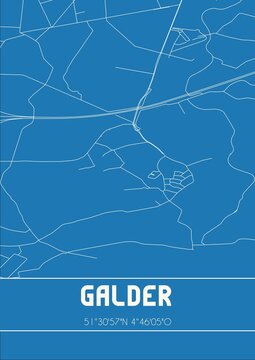 Blueprint of the map of Galder located in Noord-Brabant the Netherlands.