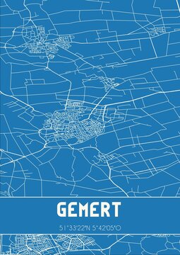 Blueprint of the map of Gemert located in Noord-Brabant the Netherlands.