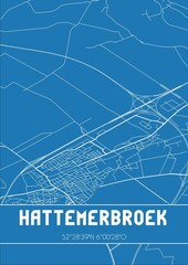Blueprint of the map of Hattemerbroek located in Gelderland the Netherlands.