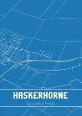 Fototapeta premium Blueprint of the map of Haskerhorne located in Fryslan the Netherlands.