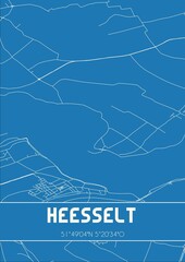 Blueprint of the map of Heesselt located in Gelderland the Netherlands.