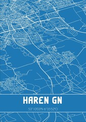 Blueprint of the map of Haren Gn located in Groningen the Netherlands.