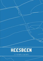 Blueprint of the map of Heesbeen located in Noord-Brabant the Netherlands.