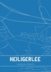Blueprint of the map of Heiligerlee located in Groningen the Netherlands.